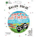 Balon din Folie Metalizata, Flippy, Mini Figurina Rotunda, Model Happy Birthday Gamer, Tema Aniversare, 45 cm, Ambalaj