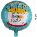 Balon din Folie Metalizata, Flippy, Mini Figurina Rotunda, Model Happy Birthday Tort, Tema Aniversare, 45 cm, Ambalaj