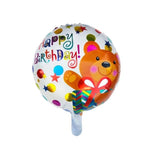 Balon din Folie Metalizata, Flippy, Mini Figurina Rotunda, Model Happy Birthday Ursulet, Tema Aniversare, 45 cm,