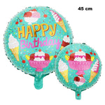 Balon din Folie Metalizata, Flippy, Mini Figurina Rotunda, Model Inghetata, Happy Birthday, Tematica Aniversare, 45 cm,