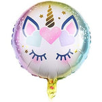 Balon din Folie Metalizata, Flippy, Mini Figurina Rotunda, Model Unicorn, Happy Birthday, Tematica Aniversare, 45 cm,