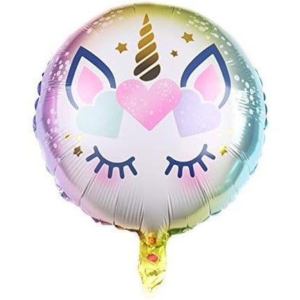 Balon din Folie Metalizata, Flippy, Mini Figurina Rotunda, Model Unicorn, Happy Birthday, Tematica Aniversare, 45 cm,