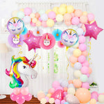 Balon din Folie Metalizata, Flippy, Mini Figurina Rotunda, Model Unicorn, Happy Birthday, Tematica Aniversare, 45 cm,
