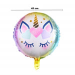 Balon din Folie Metalizata, Flippy, Mini Figurina Rotunda, Model Unicorn, Happy Birthday, Tematica Aniversare, 45 cm,