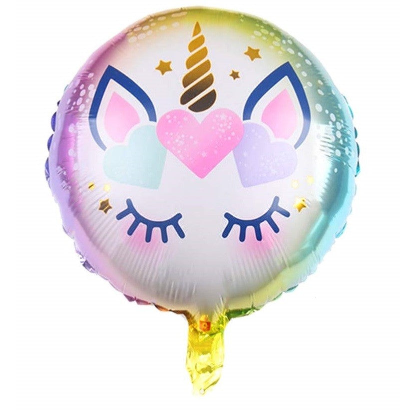 Balon din Folie Metalizata, Flippy, Mini Figurina Rotunda, Model Unicorn, Happy Birthday, Tematica Aniversare, 45 cm,