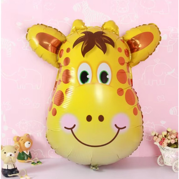 Balon din Folie Metalizata, Flippy, Mini Figurine Animalute, Model Girafa, Tematica Aniversare, 32x45 cm, Ambalaj