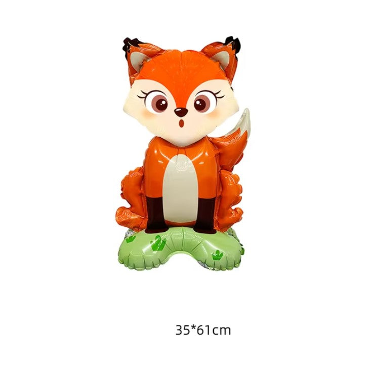 Balon din Folie Metalizata, Flippy, Mini Figurine Animalute, Model Vulpe, Tematica Aniversare, 35x61 cm, Ambalaj