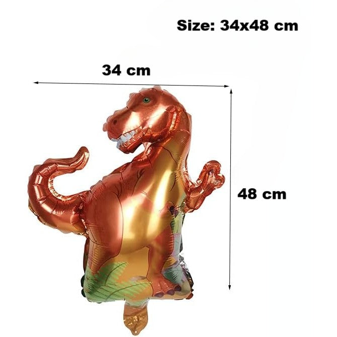 Balon din Folie Metalizata, Flippy, Mini Figurine Dinozauri, Model T-Rex, Tematica Aniversare, 48x34 cm, Ambalaj