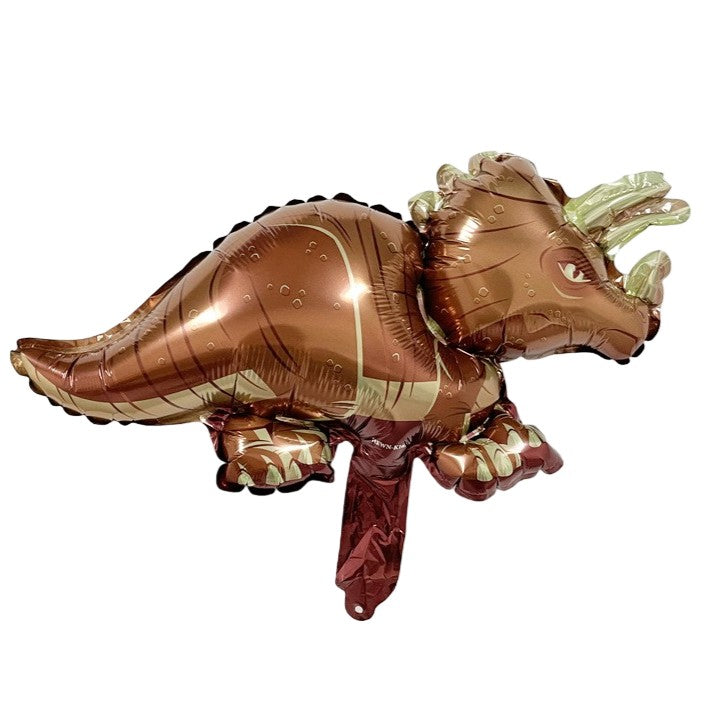 Balon din Folie Metalizata, Flippy, Mini Figurine Dinozauri, Model Triceratops, Tematica Aniversare, 47x32 cm, Ambalaj
