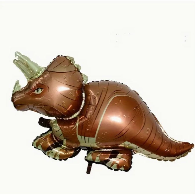 Balon din Folie Metalizata, Flippy, Mini Figurine Dinozauri, Model Triceratops, Tematica Aniversare, 47x32 cm, Ambalaj