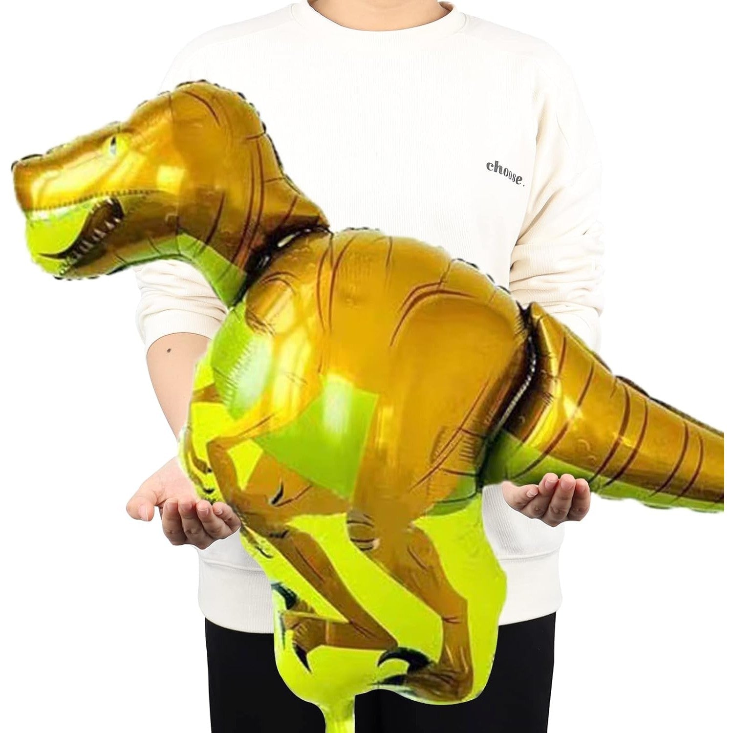 Balon din Folie Metalizata, Flippy, Mini Figurine Dinozauri, Model Velociraptor, Tematica Aniversare, 48x43 cm, Ambalaj