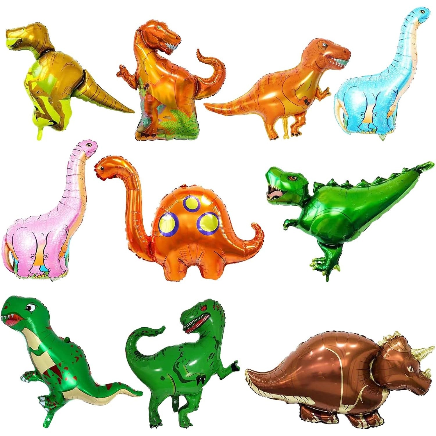 Balon din Folie Metalizata, Flippy, Mini Figurine Dinozauri, Model Velociraptor, Tematica Aniversare, 48x43 cm, Ambalaj
