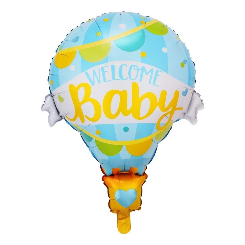 Balon din Folie Metalizata, Flippy, Mini Figurine, Model Balon cu Aer Cald Baietel, Tematica Welcome Baby, 80x62 cm,