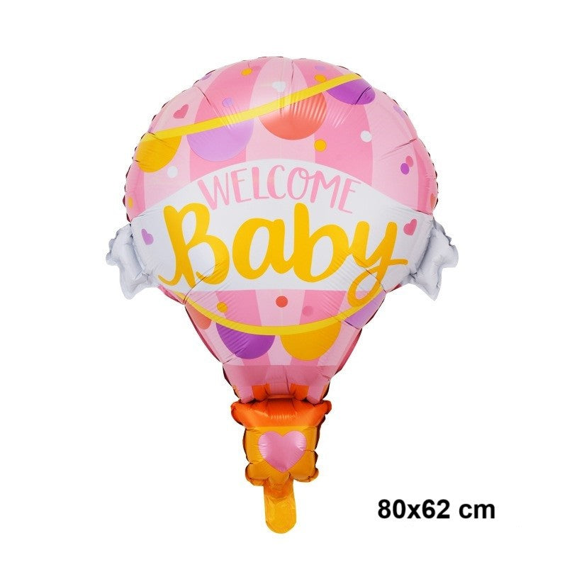 Balon din Folie Metalizata, Flippy, Mini Figurine, Model Balon cu Aer Cald Fetita, Tematica Welcome Baby, 80x62 cm,
