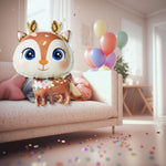 Balon din Folie Metalizata, Flippy, Mini Figurine, Model Cerb, Tematica Aniversare, 49x74.5 cm, Ambalaj Individual, Pai