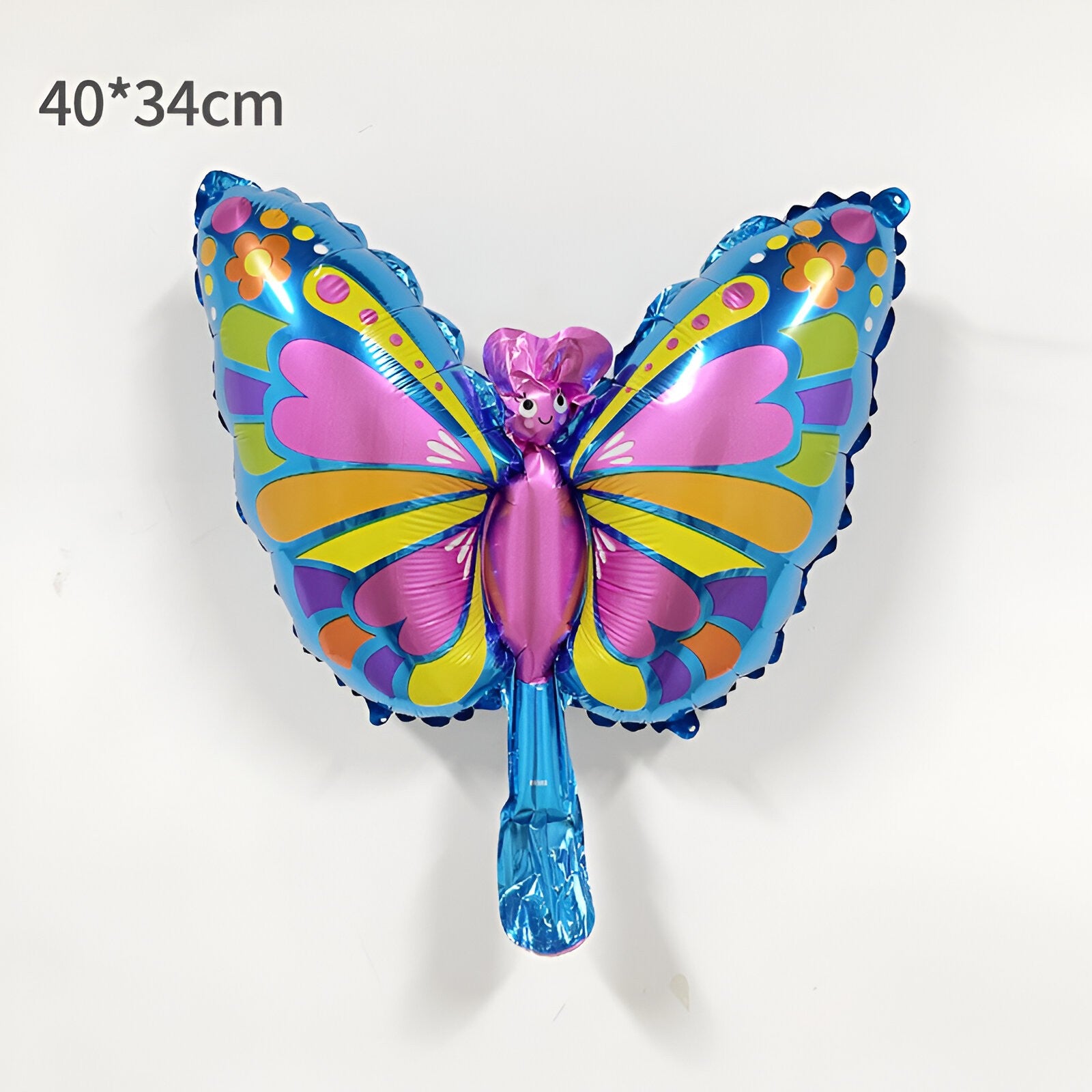 Balon din Folie Metalizata Flippy, Mini Figurine, Model Fluturaș, 40x34cm, Ambalaj Individual, Pai Inclus, Umflare cu