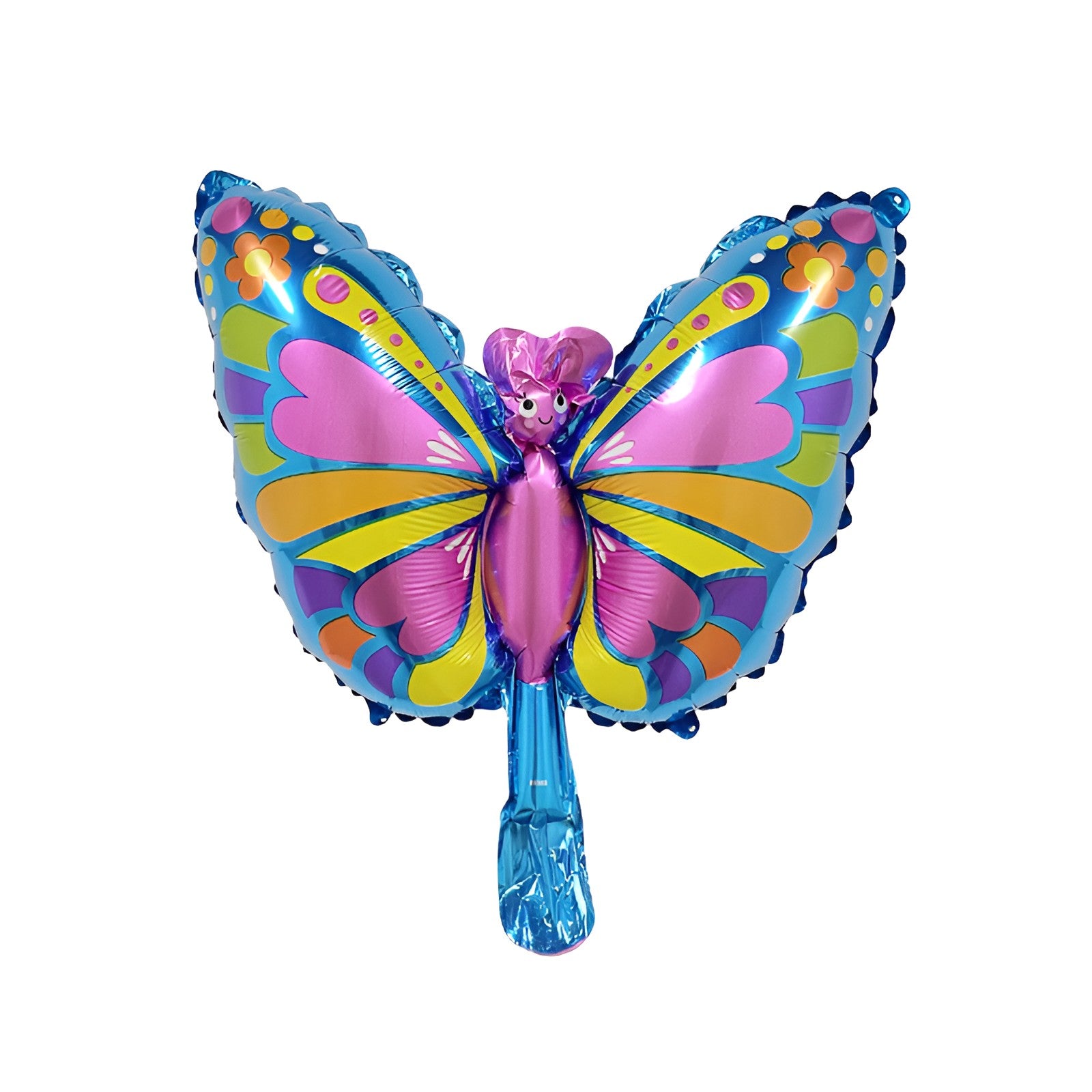 Balon din Folie Metalizata Flippy, Mini Figurine, Model Fluturaș, 40x34cm, Ambalaj Individual, Pai Inclus, Umflare cu