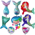 Balon din Folie Metalizata, Flippy, Mini Figurine, Model Sirena cu Par Rosu, Tematica Aniversare, 39x37 cm, Ambalaj