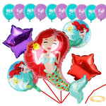 Balon din Folie Metalizata, Flippy, Mini Figurine, Model Sirena cu Par Rosu, Tematica Aniversare, 39x37 cm, Ambalaj