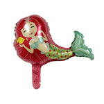 Balon din Folie Metalizata, Flippy, Mini Figurine, Model Sirena cu Par Rosu, Tematica Aniversare, 39x37 cm, Ambalaj