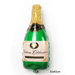 Balon din Folie Metalizata, Flippy, Mini Figurine, Model Sticla de Sampanie, 21x51 cm, Ambalaj Individual, Pai Inclus,
