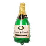 Balon din Folie Metalizata, Flippy, Mini Figurine, Model Sticla de Sampanie, 21x51 cm, Ambalaj Individual, Pai Inclus,
