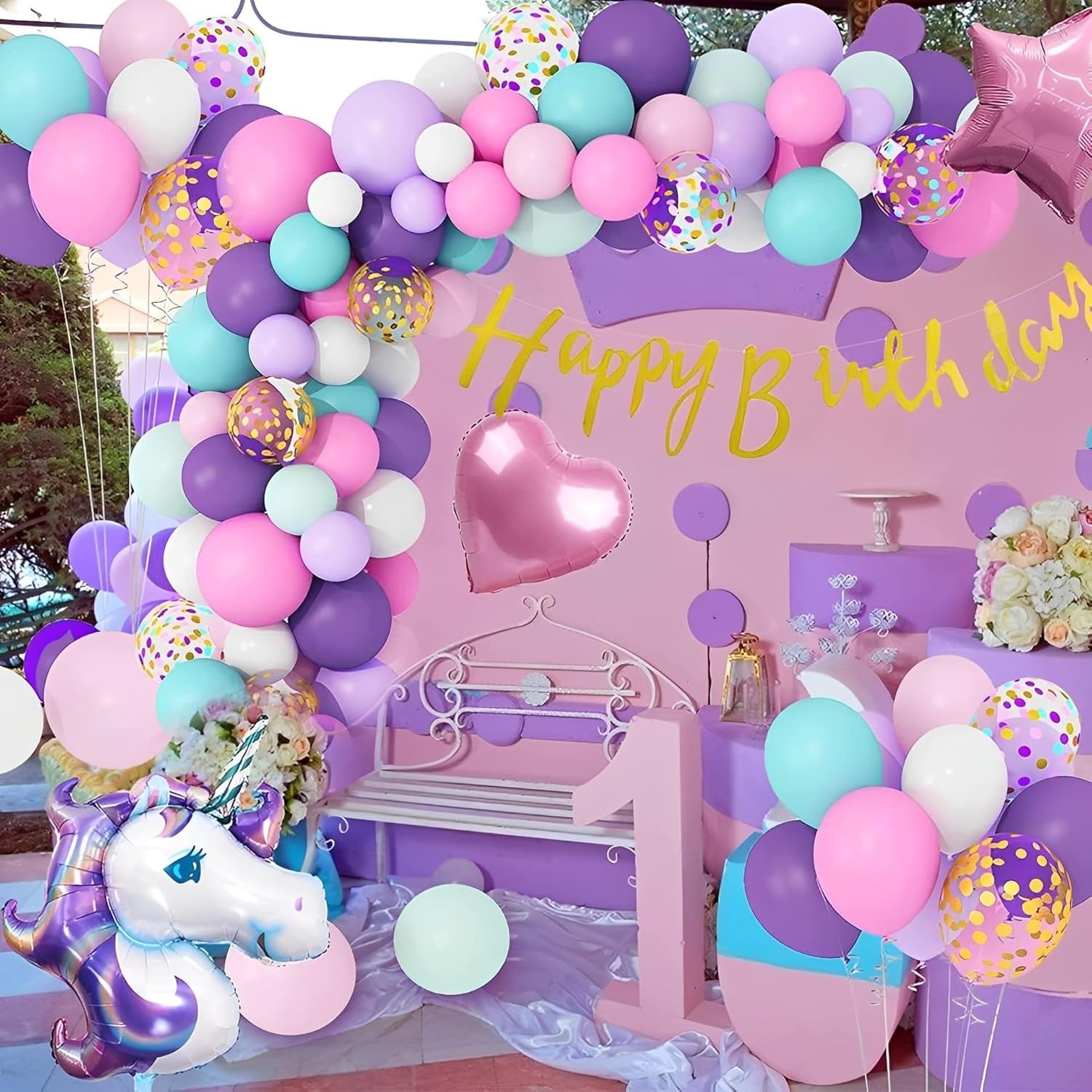 Balon din Folie Metalizata, Flippy, Mini Figurine, Model Unicorn, Tematica Aniversare, 115x76 cm, Ambalaj Individual,