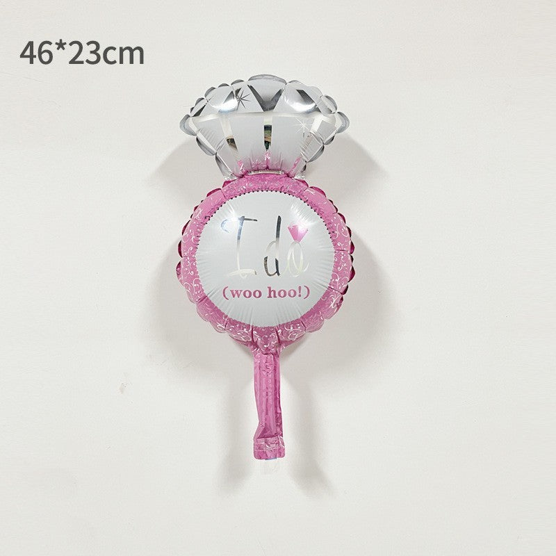 Balon din Folie Metalizata, Flippy, Mini Figurine Nunta, Model Inel de Logodna, Tematica Cerere in Casatorie, 46x23 cm,