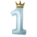 Balon din Folie Metalizata, Flippy, Figurina Cifra 1, Model Coroana Print, 91 cm, Ambalaj Individual, Pai inclus,