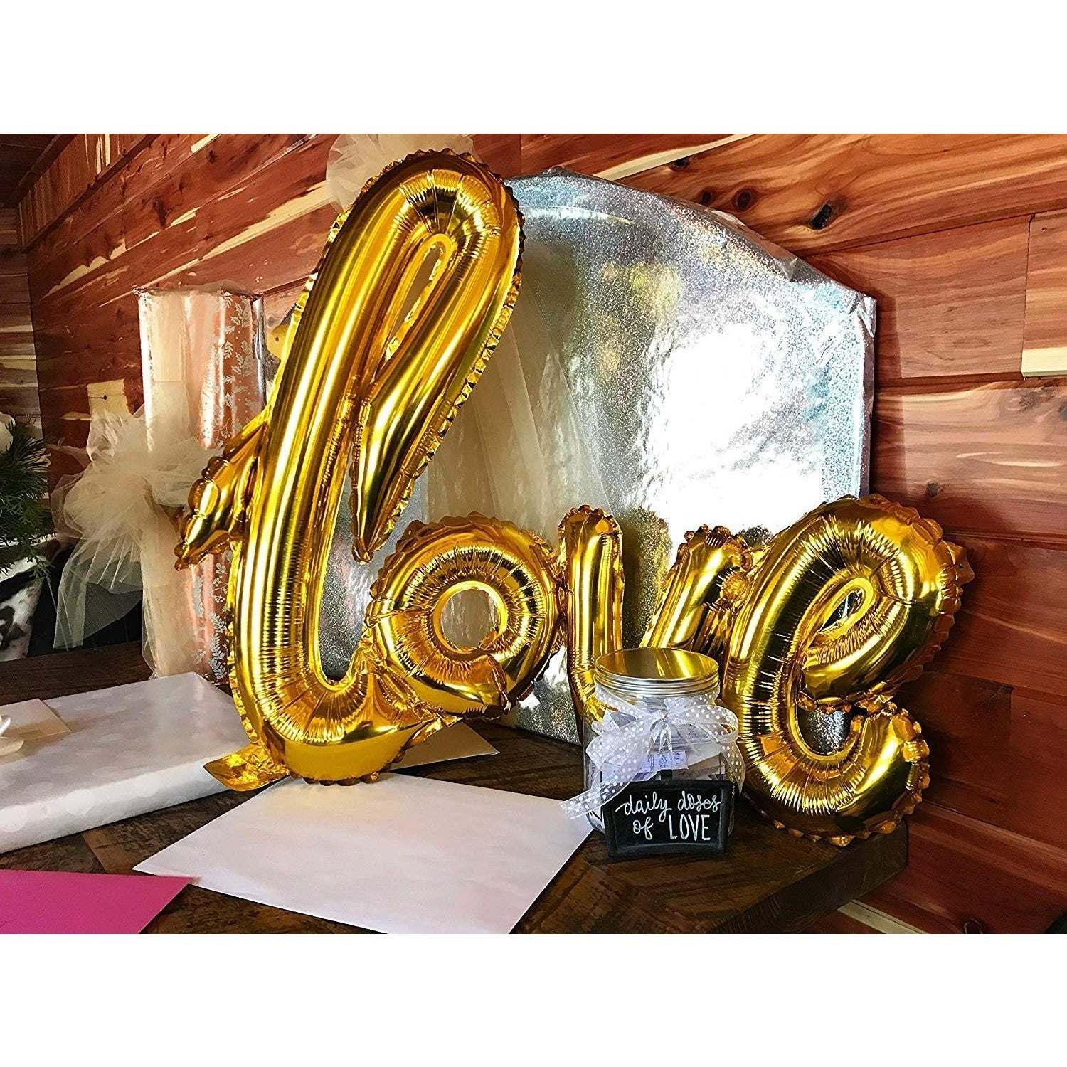 Balon din Folie Metalizata, Flippy, Model Love scris de mana, 102x65 cm, Tematica Ziua Îndrăgostiților, Ambalaj