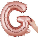 Balon Folie Metalizata Litera G, Flippy, 40 cm, Umflati cu Heliu sau Aer, Ambalaj Individual, Pai inclus, Rose Gold