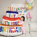 Balon din Folie Metalizata, Flippy, Model Tort cu 3 Straturi, Balon Aniversar, Model Birthday Cake, 102x62 cm, Ambalaj