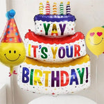 Balon din Folie Metalizata, Flippy, Model Tort cu 3 Straturi, Balon Aniversar, Model Birthday Cake, 102x62 cm, Ambalaj