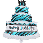 Balon din Folie Metalizata, Flippy, Model Tort cu 4 Straturi, Balon Aniversar, Model Happy Birthday, 62x43 cm, Ambalaj