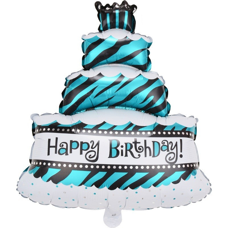 Balon din Folie Metalizata, Flippy, Model Tort cu 4 Straturi, Balon Aniversar, Model Happy Birthday, 62x43 cm, Ambalaj