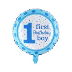 Balon din Folie Metalizata, Flippy, Prima Aniversare, Model First Birthday Boy, 45 cm, Ambalaj Individual, Pai Inclus,