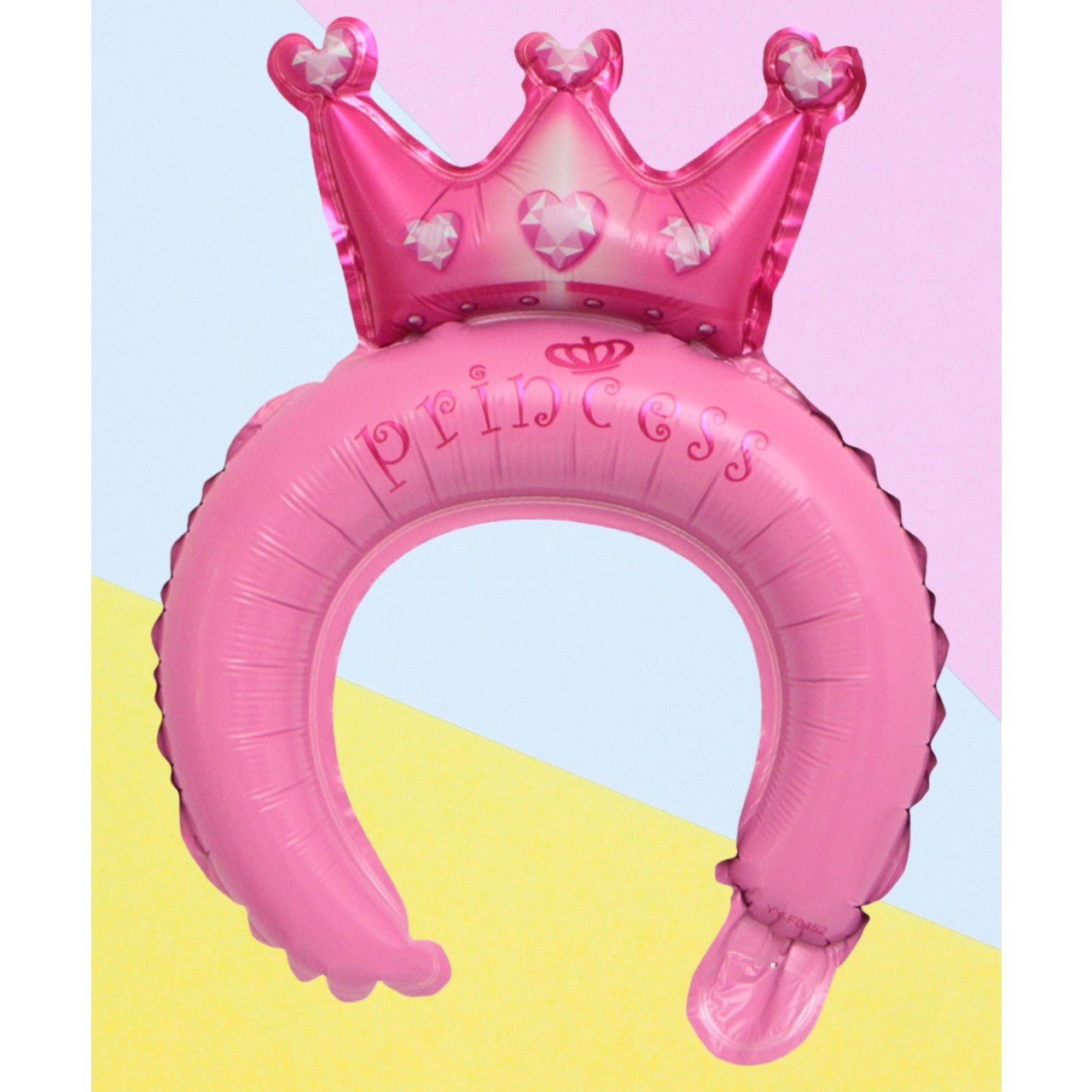 Balon din Folie Metalizata, Flippy, Tip Coronita cu Urechi, Model Coronita de Printesa, Ambalaj Individual, Pai Inclus,
