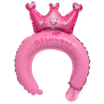 Balon din Folie Metalizata, Flippy, Tip Coronita cu Urechi, Model Coronita de Printesa, Ambalaj Individual, Pai Inclus,