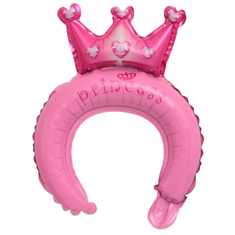 Balon din Folie Metalizata, Flippy, Tip Coronita cu Urechi, Model Coronita de Printesa, Ambalaj Individual, Pai Inclus,