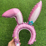 Balon din Folie Metalizata, Flippy, Tip Coronita cu Urechi, Model Iepure, Ambalaj Individual, Pai Inclus, Umflare cu