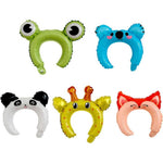 Balon din Folie Metalizata, Flippy, Tip Coronita cu Urechi, Model Koala, Ambalaj Individual, Pai Inclus, Umflare cu Aer