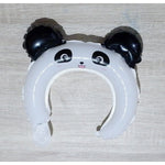 Balon din Folie Metalizata, Flippy, Tip Coronita cu Urechi, Model Panda, Ambalaj Individual, Pai Inclus, Umflare cu Aer