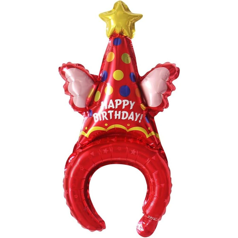 Balon din Folie Metalizata, Flippy, Tip Coronita, Model Palarie de Petrecere, Ambalaj Individual, Pai Inclus, Umflare