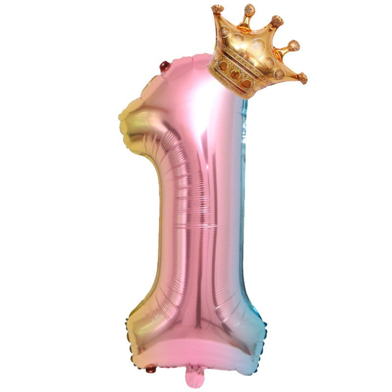 Balon din Folie Metalizata, Flippy, Figurina Cifra Gradient, Tema Aniversare 80 cm, Ambalaj Individual, Pai inclus,