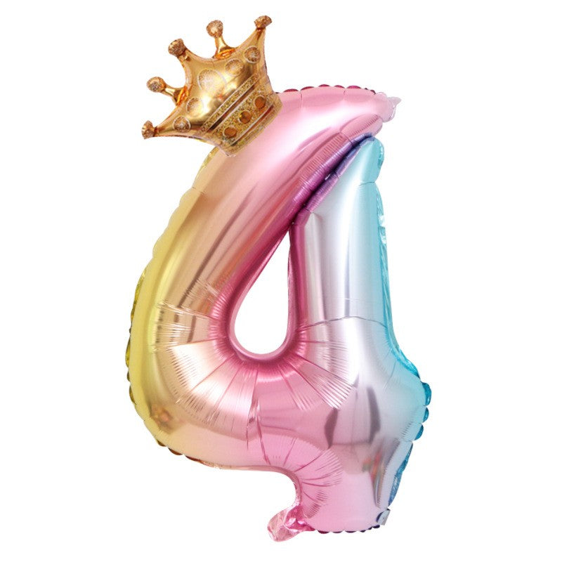 Balon din Folie Metalizata, Flippy, Figurina Cifra Gradient, Tema Aniversare 80 cm, Ambalaj Individual, Pai inclus,