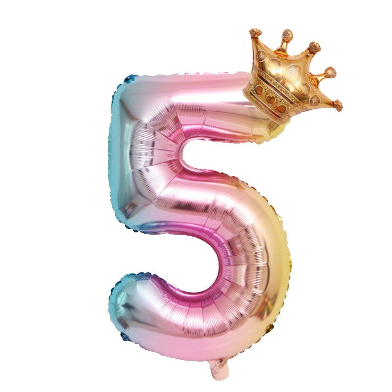 Balon din Folie Metalizata, Flippy, Figurina Cifra Gradient, Tema Aniversare 80 cm, Ambalaj Individual, Pai inclus,