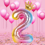 Balon din Folie Metalizata, Flippy, Figurina Cifra Gradient, Tema Aniversare 80 cm, Ambalaj Individual, Pai inclus,