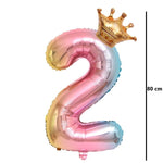 Balon din Folie Metalizata, Flippy, Figurina Cifra Gradient, Tema Aniversare 80 cm, Ambalaj Individual, Pai inclus,