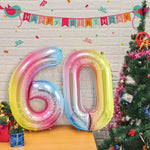 Balon din Folie Metalizata Gradient Flippy, Figurina Cifra, Tema Aniversare 100 cm, Ambalaj Individual, Pai inclus,
