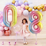 Balon din Folie Metalizata Gradient Flippy, Figurina Cifra, Tema Aniversare 100 cm, Ambalaj Individual, Pai inclus,